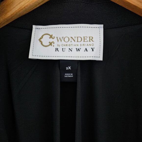 C Wonder Christian Siriano Runway Jacket 2X Black Pleated Skirt Bow Event Dressy - Picture 3 of 11